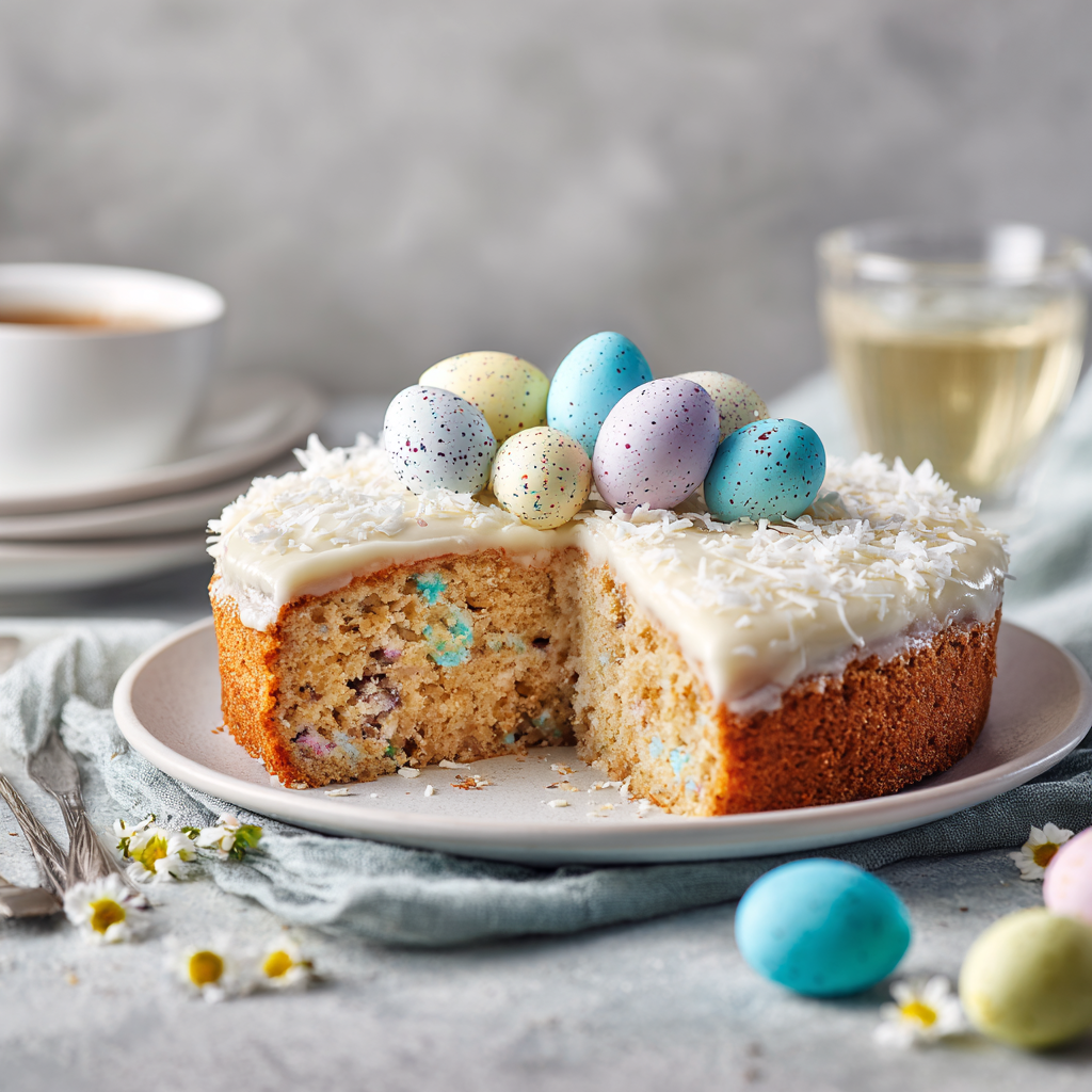 Easy Easter Speckled Coconut Cake