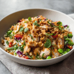 Chicken Crispy Rice Salad with Peanut Dressing – Easy Healthy Meal