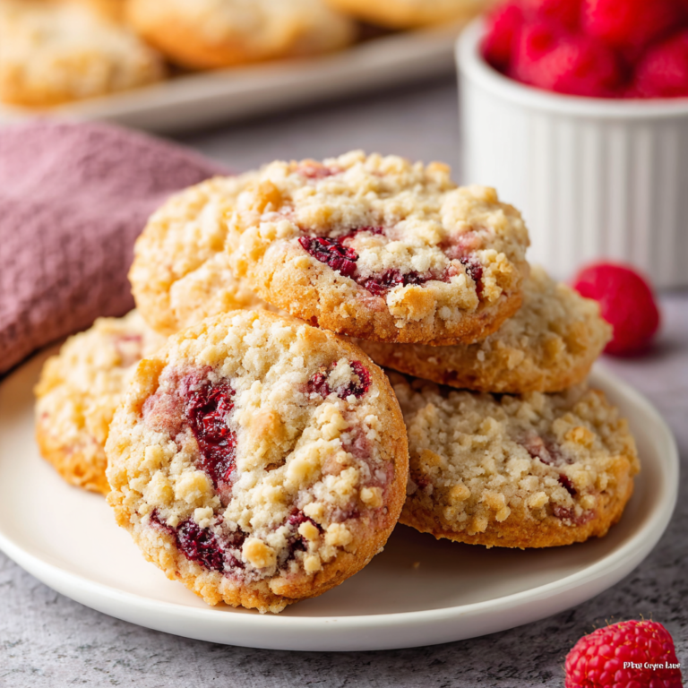 Raspberry Crumble Cookies • Love From The Oven