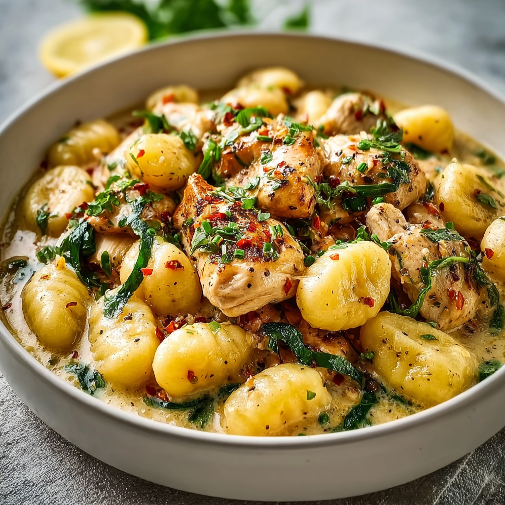 Creamy Cozy Lemon Chicken Gnocchi One-Pot Dinner