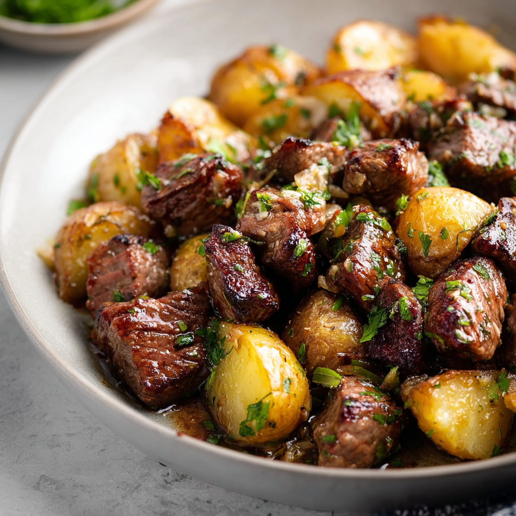 Garlic Butter Steak Bites and Potatoes: A Flavor-Rich One-Pan Meal
