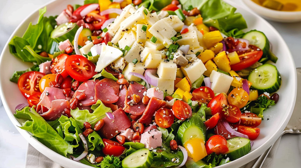 How to Make the Best Italian Chopped Salad with Italian Meats, Cheeses, and Fresh Vegetables | Easy Homestyle Recipe