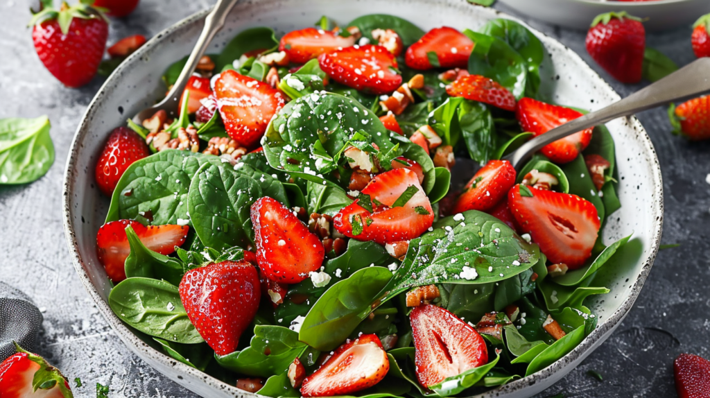 Strawberry Spinach Salad Recipe with Maple Balsamic Dressing
