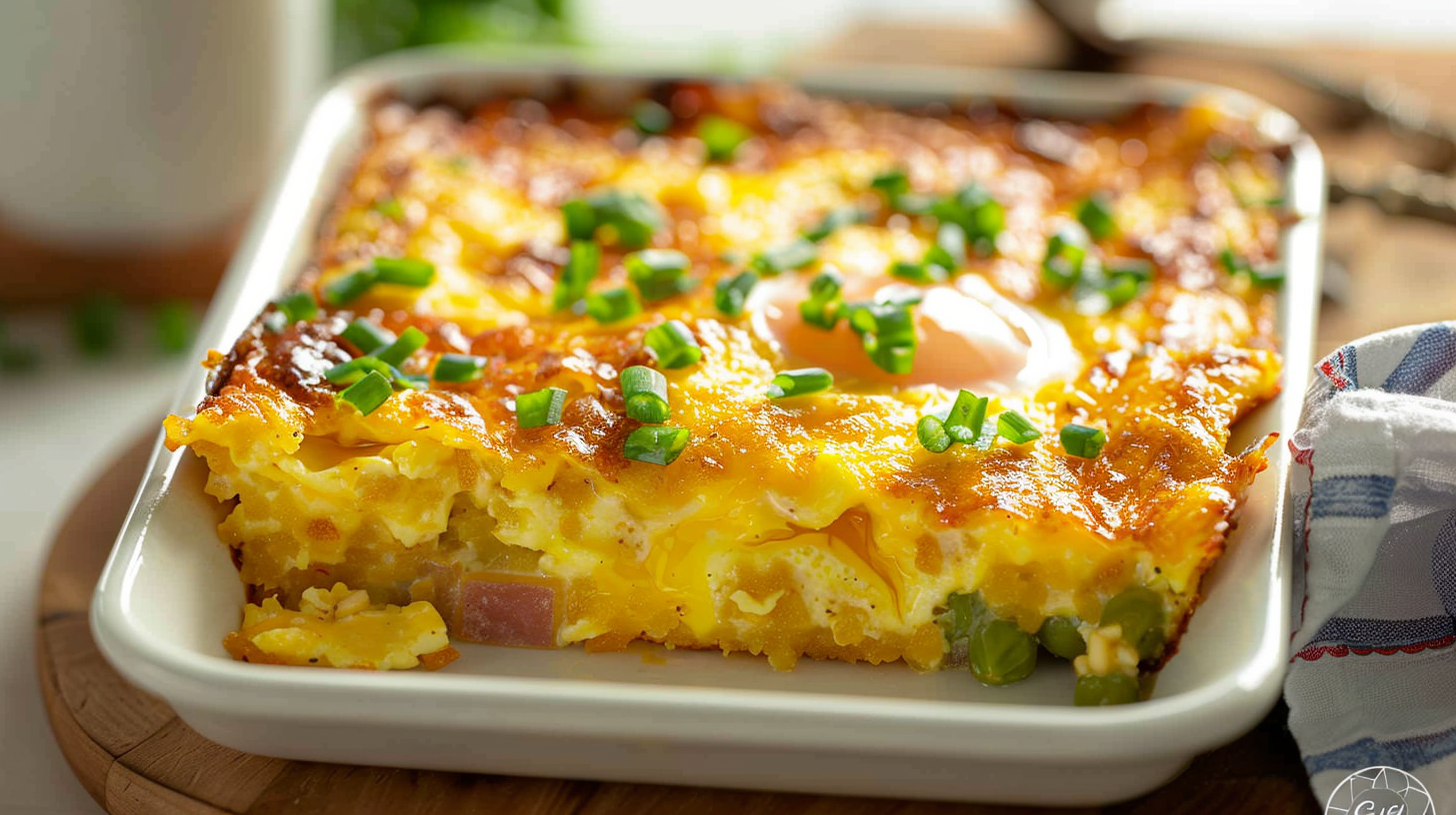 Hash Brown Egg Casserole with Turkey and Creamy Cheese