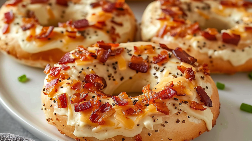 Creamy Turkey Bacon Cheddar Bagels with a Gooey Center
