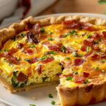 Irresistible Turkey Bacon And Cheddar Quiche with a Flaky Crust