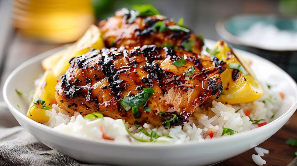 Hawaiian Chicken with Coconut Rice (Healthy Tropical Dinner)