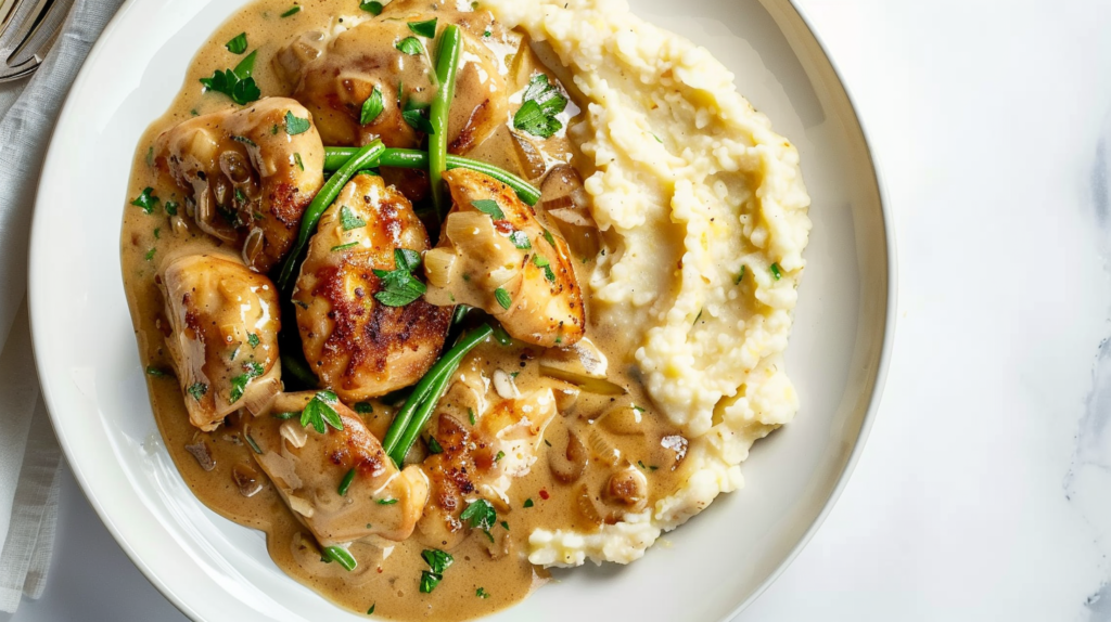Creamy Garlic Chicken with Parmesan and Herbs - A Comforting One-Pan Dish