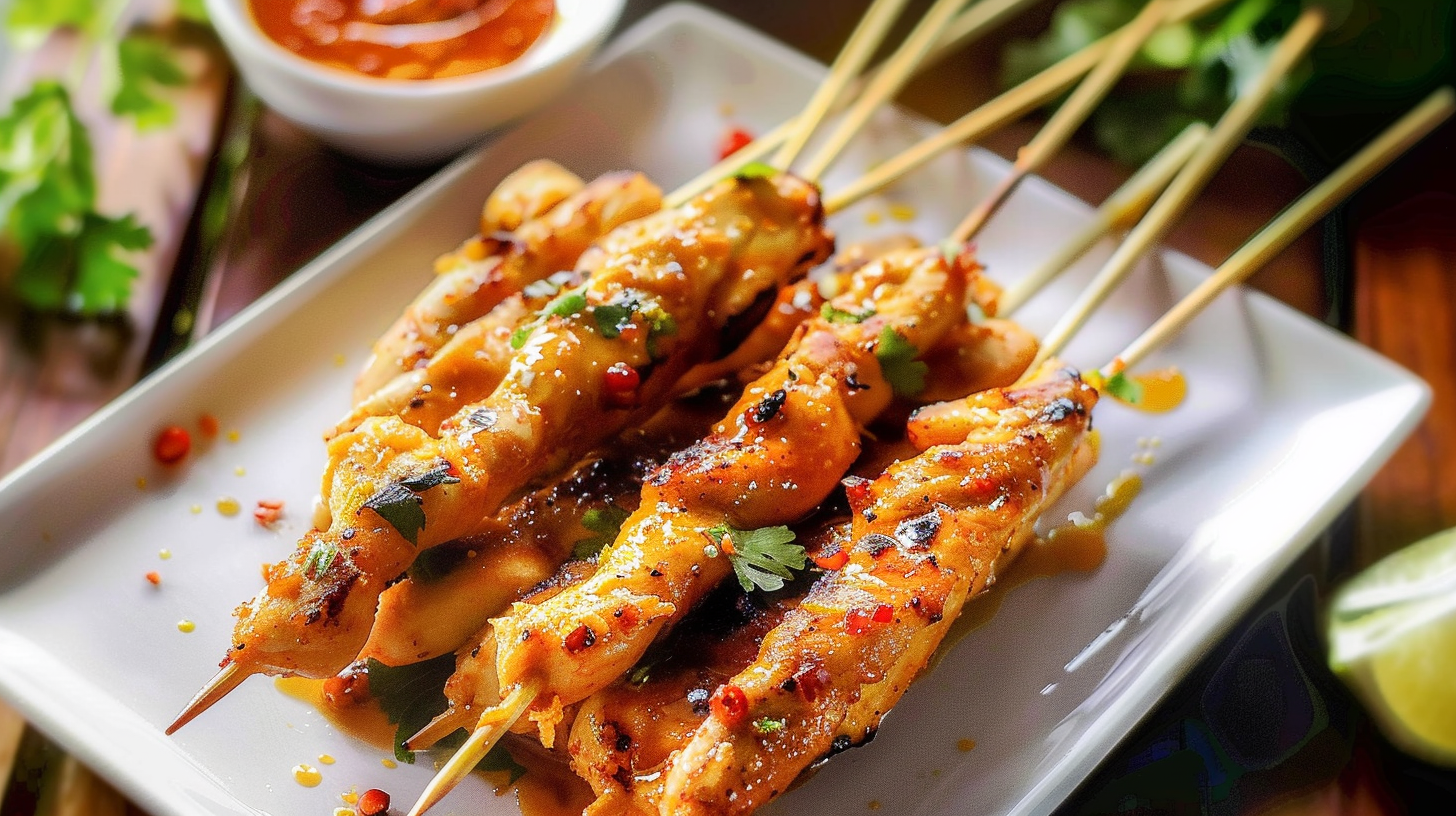 Thai Chicken Satay (Baked or Grilled) with Homemade Peanut Sauce