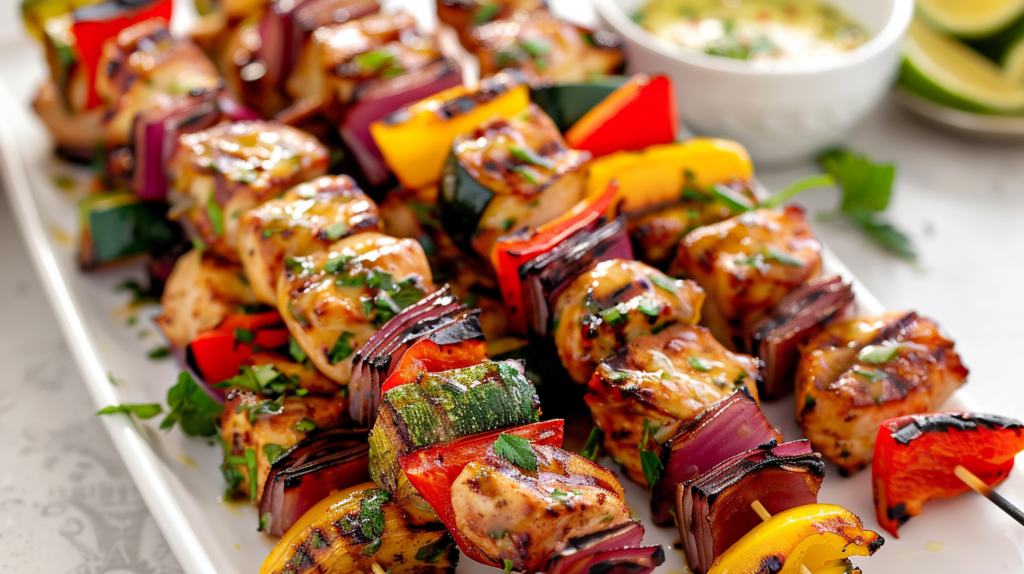 Grilled Chicken Kabobs with Vegetables in a Zesty Mediterranean Marinade