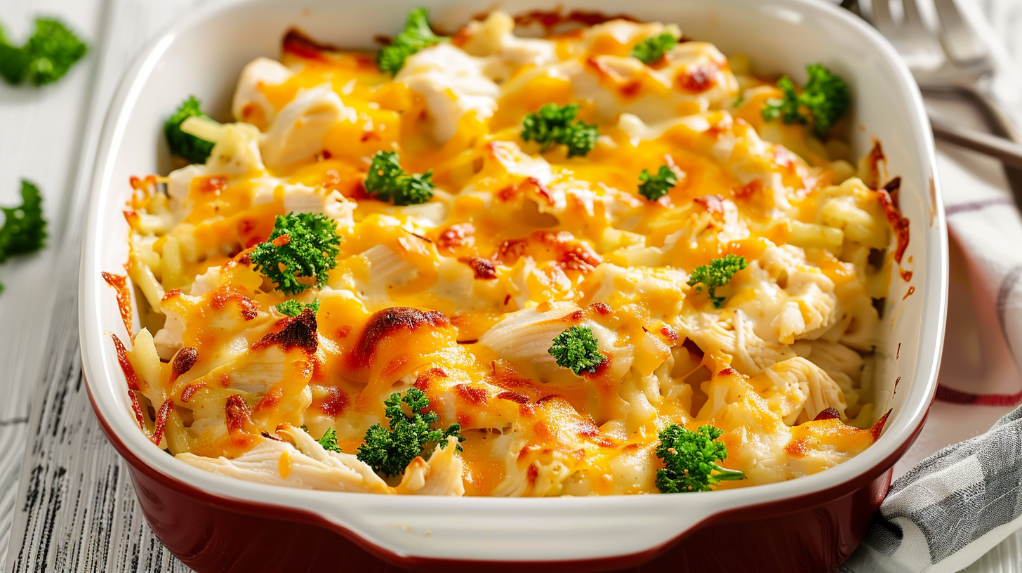 Creamy Low Carb Chicken Casserole with Broccoli and Ranch