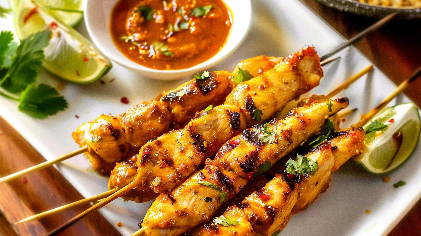 Easy Thai Chicken Satay Baked or Grilled – Flavorful Skewers with a Creamy Peanut Sauce