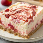 The Best Strawberry Rhubarb Cheesecake Bars (Easy & Creamy)
