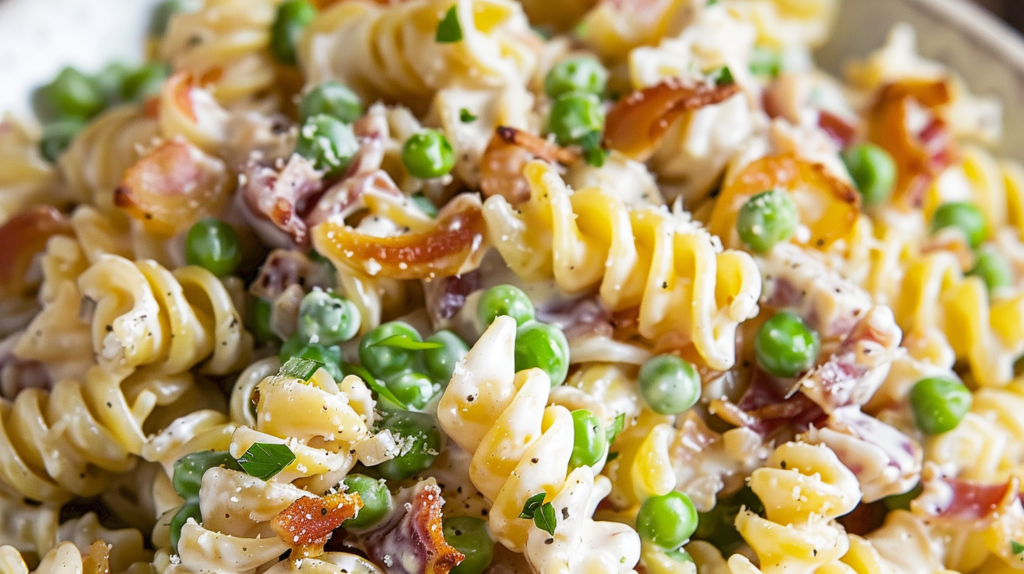 Creamy Pasta Salad with Fresh Peas and Parmesan for the Ultimate Party Dish