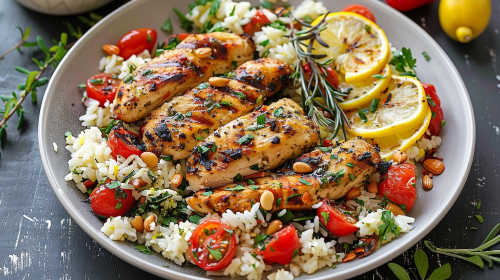 Zesty Greek Chicken with Lemon Rice and Feta Recipe