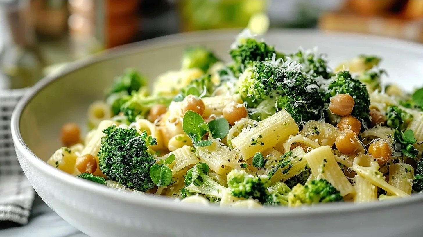 Broccoli Chickpea Pasta: Easy Healthy Vegetarian Entree Recipe