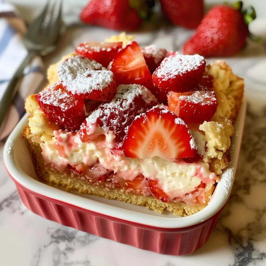 Strawberry Cheesecake Dump Cake – Easy & Creamy