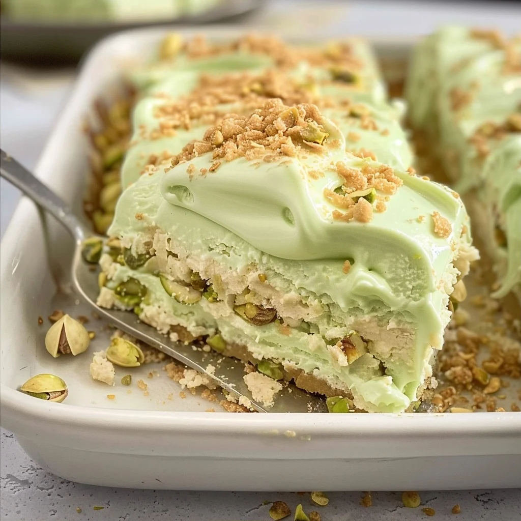 Creamy Pistachio Pudding Ice Recipe with Graham Cracker Layers
