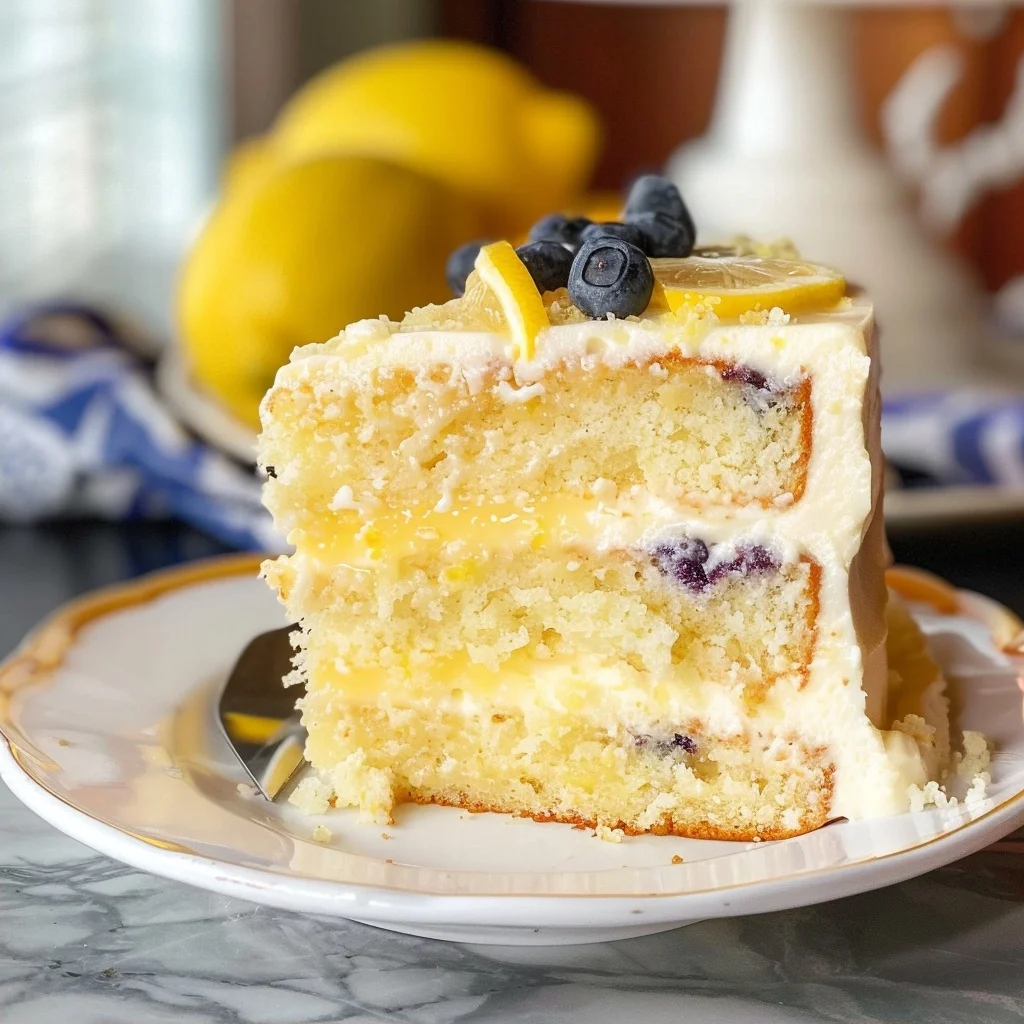 Easy Lemon Blueberry Layer Cake with Cream Cheese Frosting