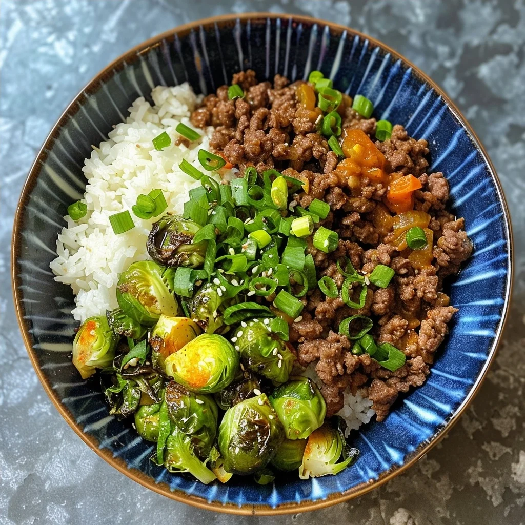 Ground Beef and Brussels Sprouts Sweet Chili Bowls | Healthy Dinner Recipes